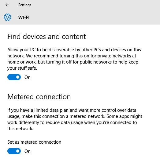 setting windows 10 metered connection
