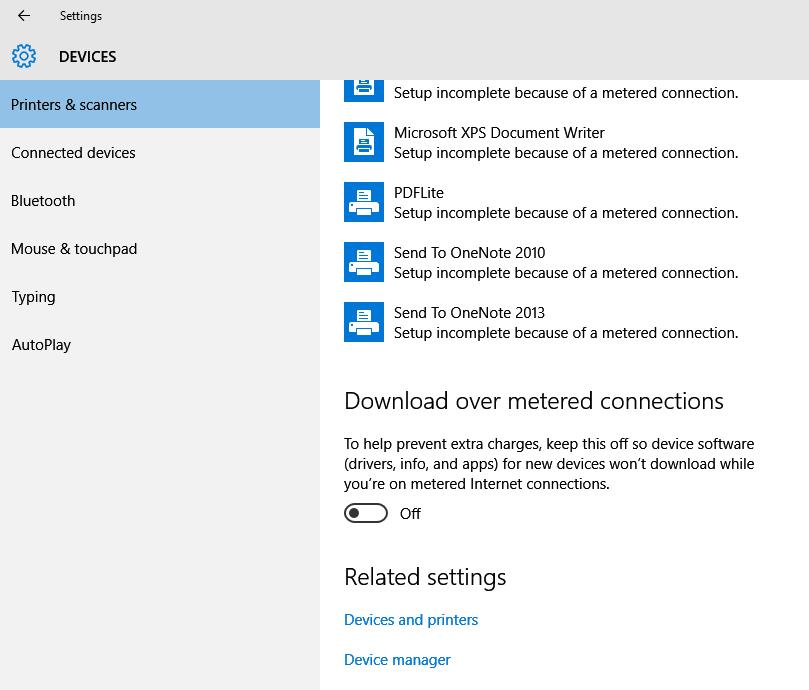 setting windows 10 updates over metered